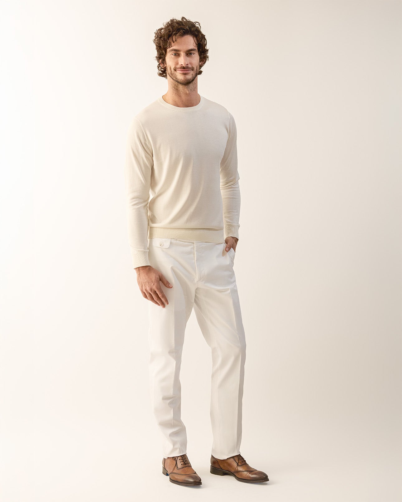 The Milan Silk Crewe - Ivory