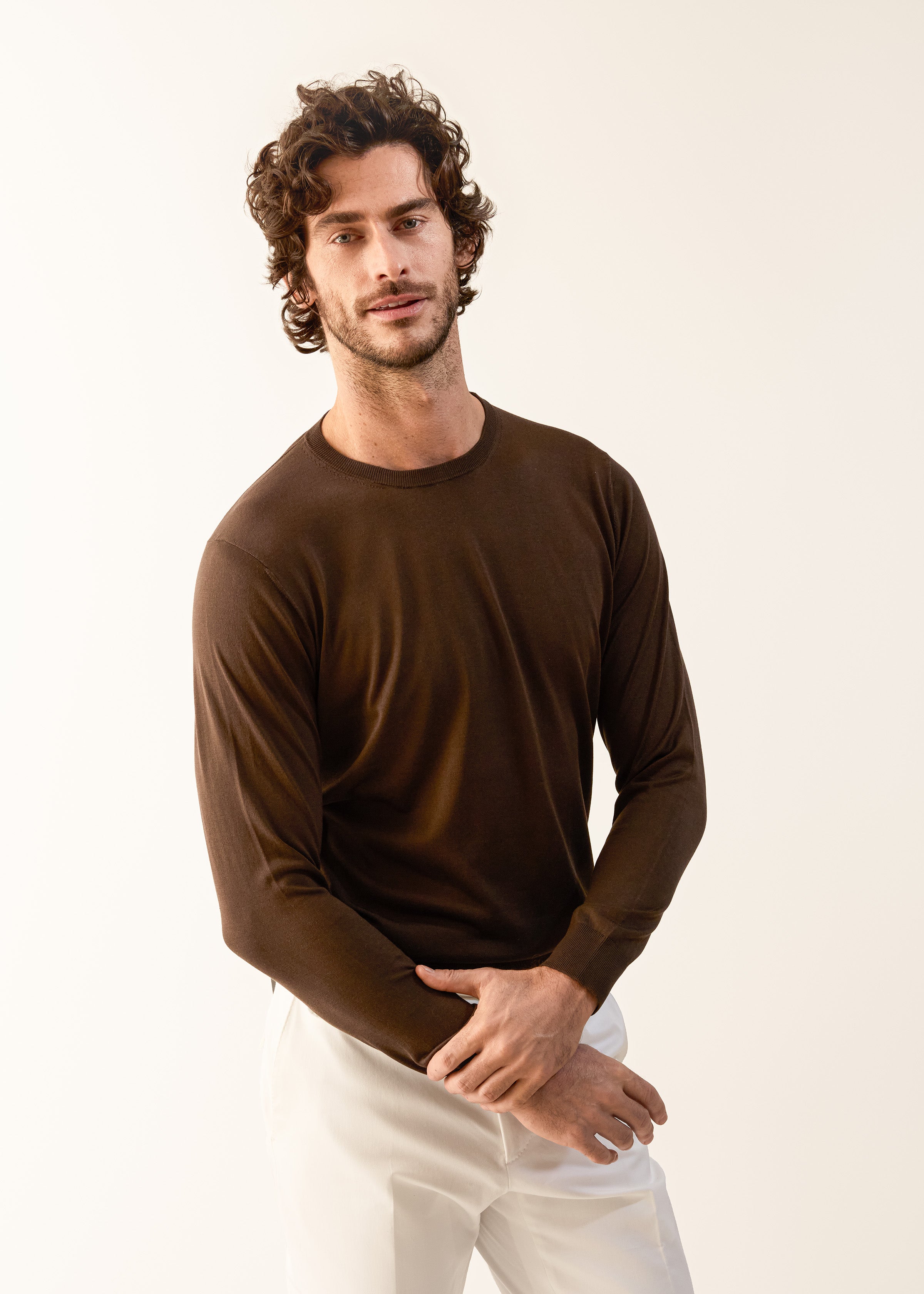 The Milan Silk Crewe - Chocolate